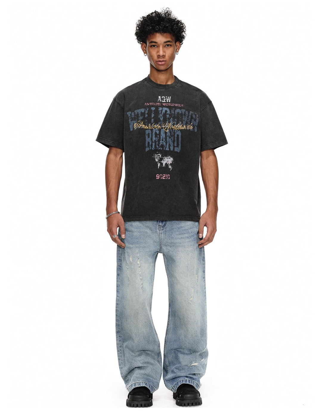 ANTIDOTE Destruction Scratches Washed Ice Blue Jeans | Face 3 Face