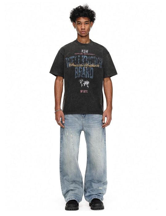 ANTIDOTE Destruction Scratches Washed Ice Blue Jeans | Face 3 Face