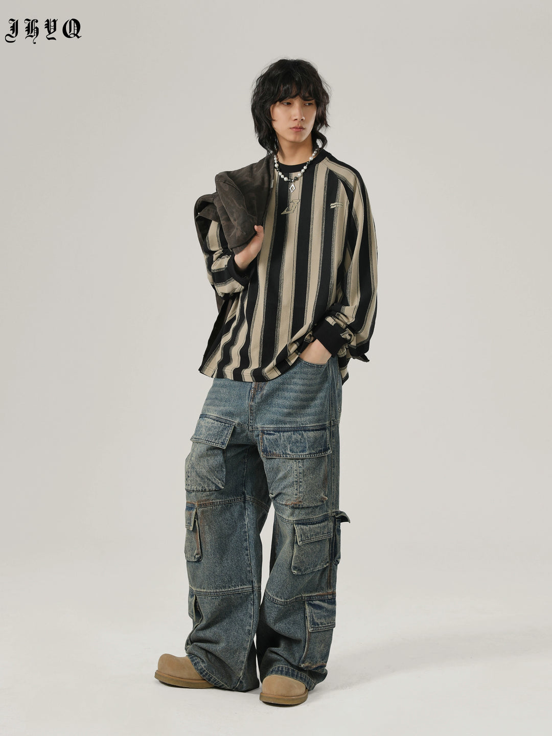 JHYQ Striped Letter Printing Long Sleeved Tee