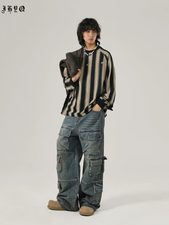 JHYQ Striped Letter Printing Long Sleeved Tee