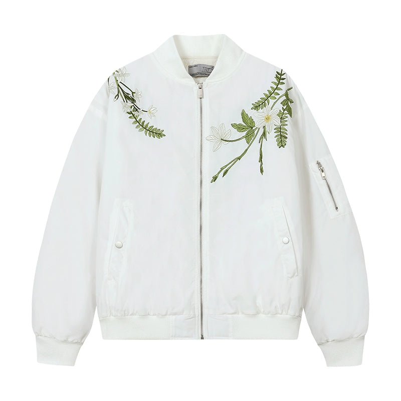 Harsh and Cruel Floral Text Embroidered Bomber Jacket | Face 3 Face