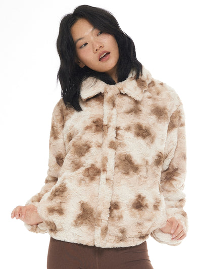 EMPTY REFERENCE Tie Dye Short Faux Fur Jacket | Face 3 Face