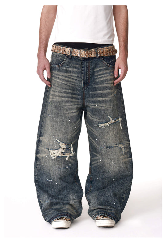 ANTIDOTE Distressed Leopard Patchwork Washed Jeans | Face 3 Face