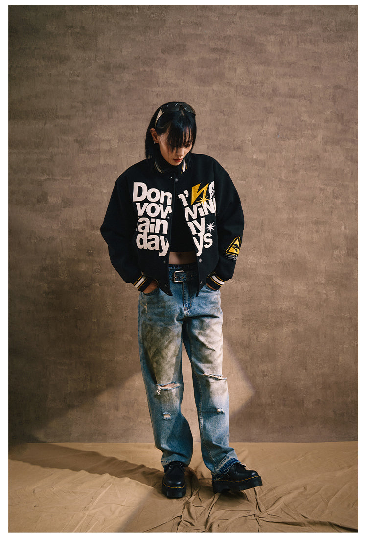 Remedy Lightning Embroidered Varsity Jacket | Face 3 Face