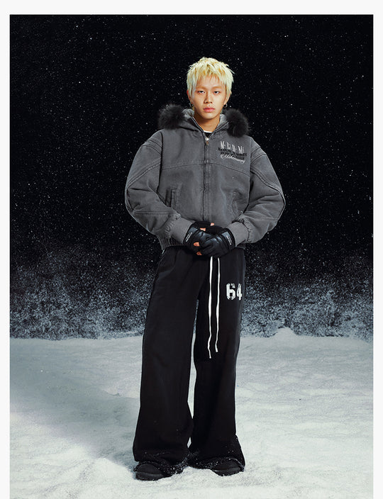 MEDM Removable Fur-Hooded Washed Work Jacket | Face 3 Face