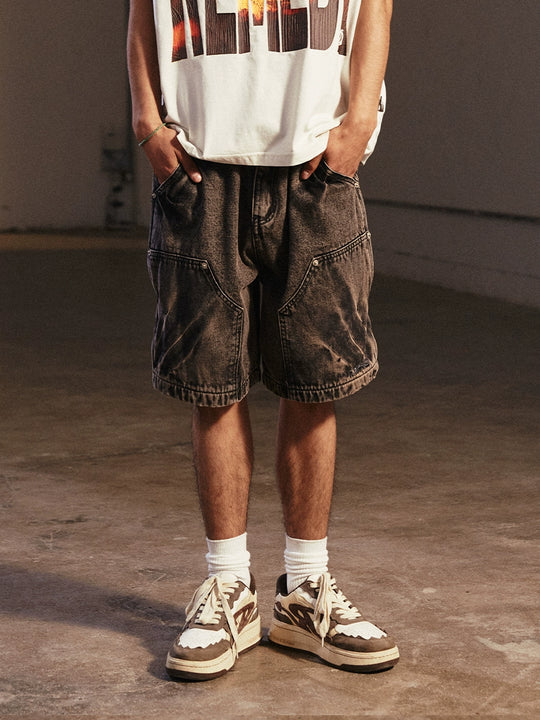 Remedy Washed Double Knee Denim Shorts | Face 3 Face