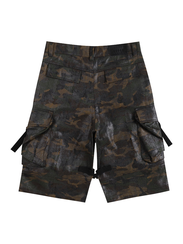 EVILKNIGHT(EK) Waxed Camo 3D Pocket Utility Cargo Shorts | Face 3 Face