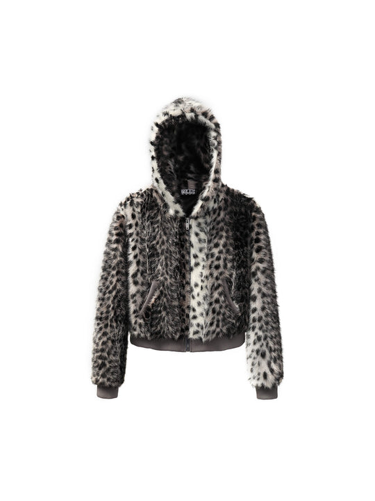 KARMANISTIC Leopard Fur Hooded Jacket | Face 3 Face