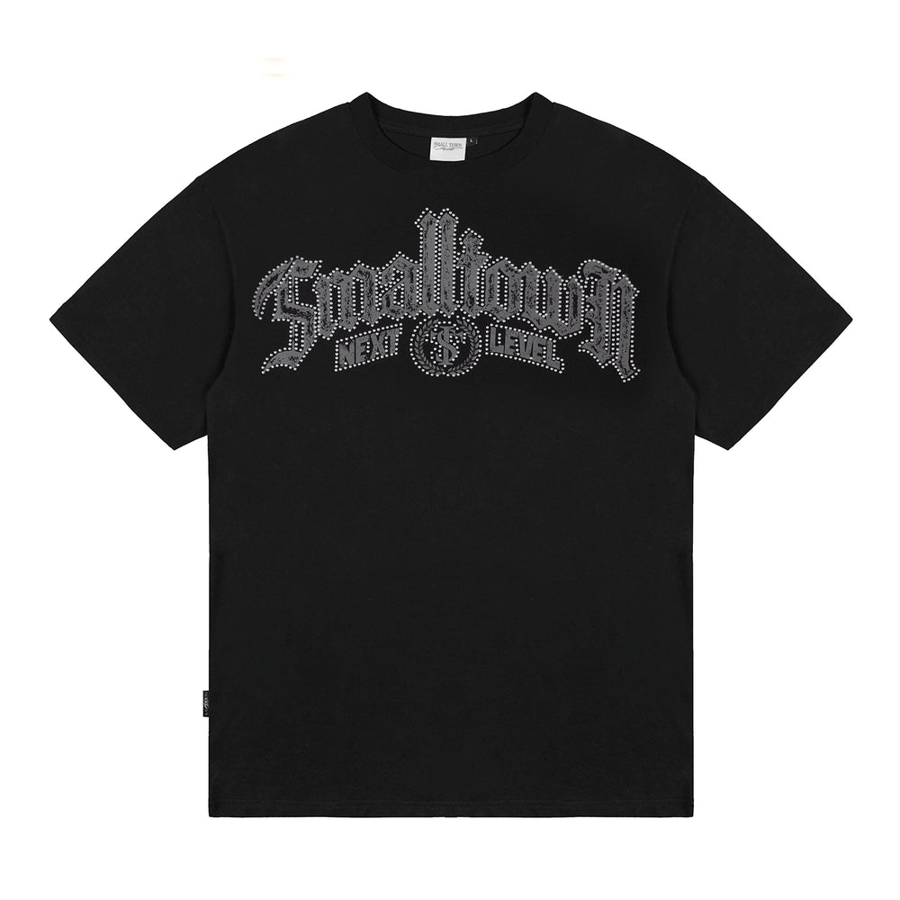 Small Town Kid Gothic Studded Logo Print Tee | Face 3 Face