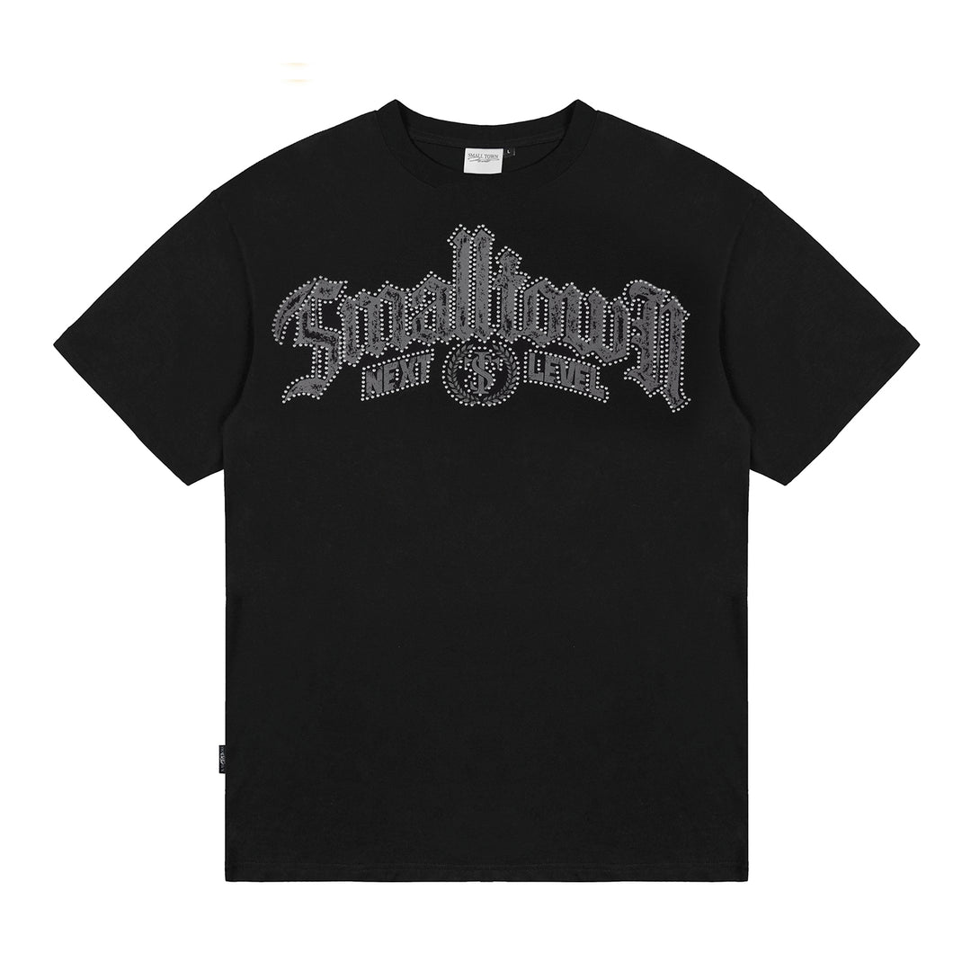 Small Town Kid Gothic Studded Logo Print Tee | Face 3 Face