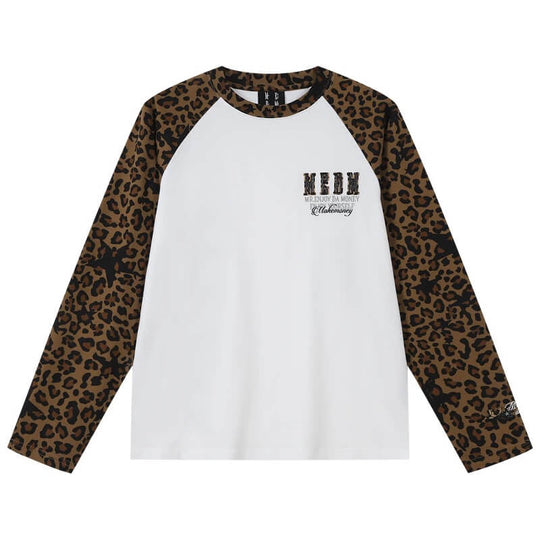 MEDM Leopard Camo Print Raglan Long Sleeve Tee | Face 3 Face