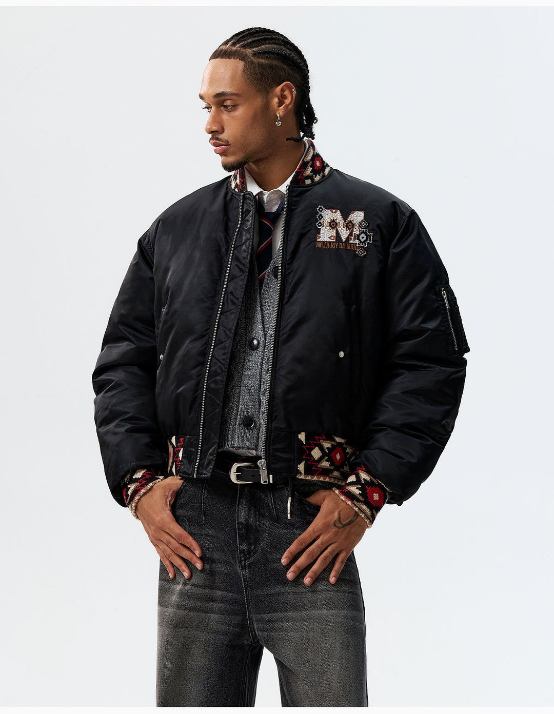 MEDM Ethnic Trim MA-1 Bomber Jacket | Face 3 Face