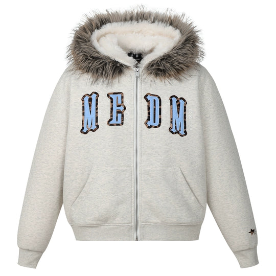 MEDM Faux Fur Lined Hooded Fur Zip Up Jacket | Face 3 Face