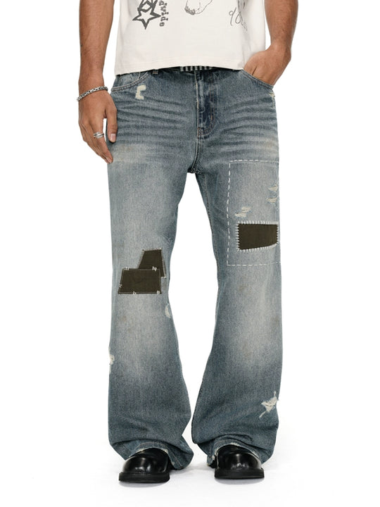 ANTIDOTE Washed Patched Jeans | Face 3 Face