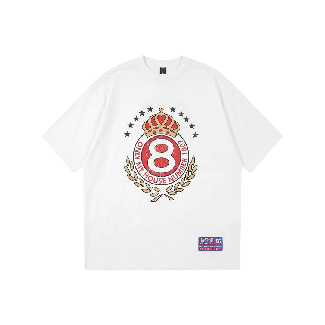 1807 Vintage Crown Print Distressed Short Sleeve Tee | Face 3 Face