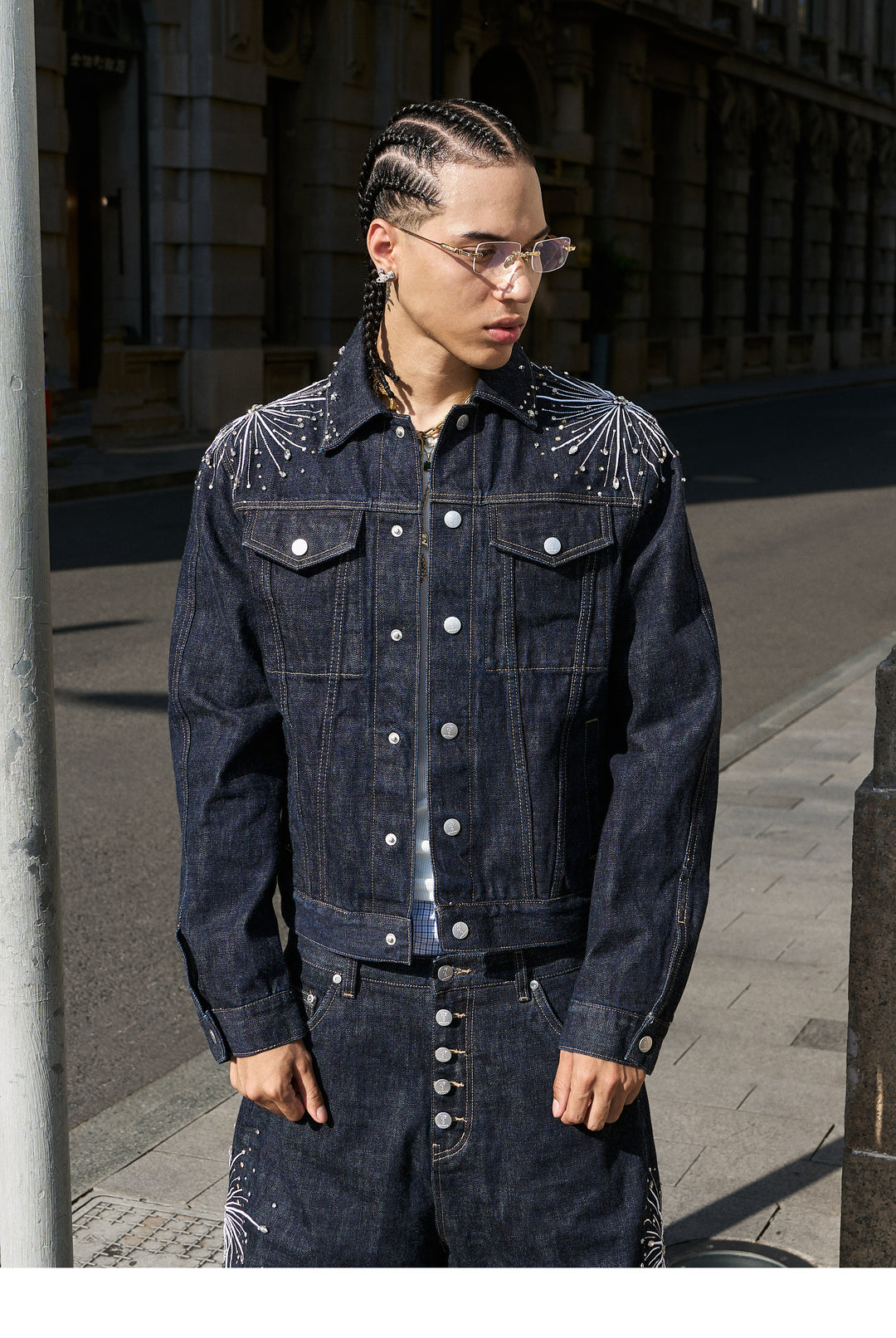 STEEPC Fireworks Rhinestone Denim Jacket | Face 3 Face