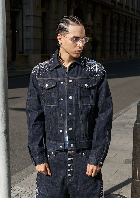 STEEPC Fireworks Rhinestone Denim Jacket | Face 3 Face