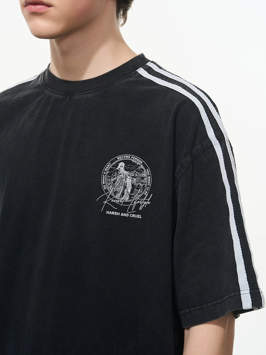 Harsh and Cruel Patchwork Striped Retro Tee