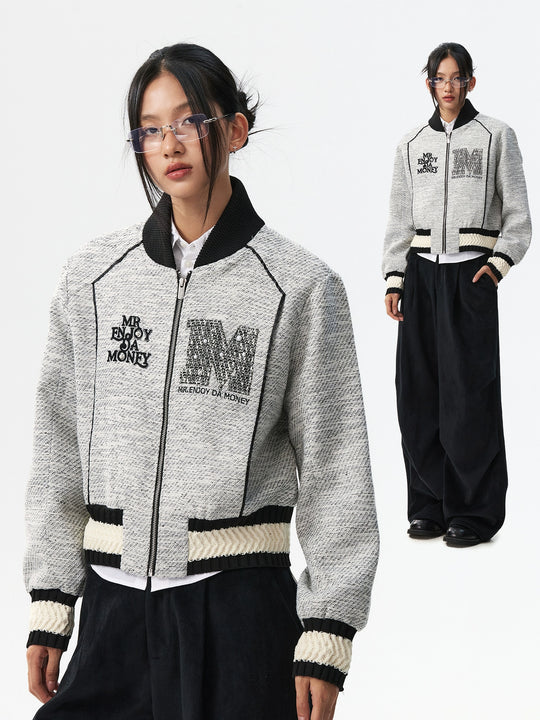 MEDM Pearl Tweed Short Varsity Jacket | Face 3 Face