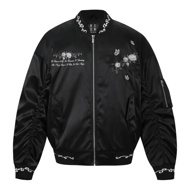 MEDM Rose Embroidered Gemstone MA-1 Bomber Jacket | Face 3 Face