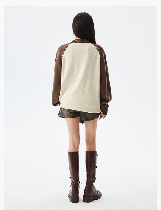 MEDM Color-Blocked Raglan Sleeve Knit Sweater | Face 3 Face