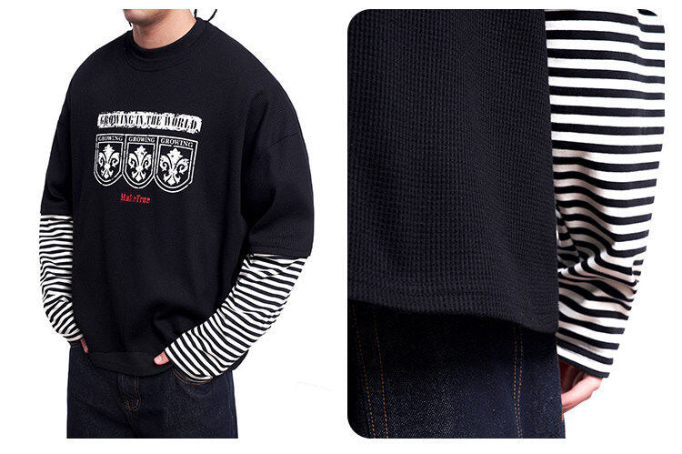 F3F Select Layered Stripe Long Sleeve Waffle Tee | Face 3 Face