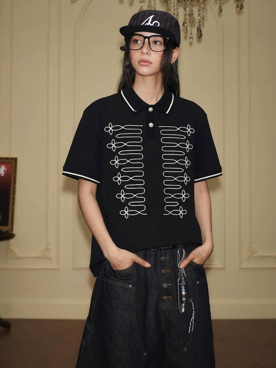 YADcrew Braid Embroidered Waffle Polo Shirt | Face 3 Face