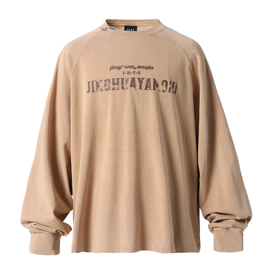 JHYQ Washed Letters Logo Printing Long Sleeved Tee