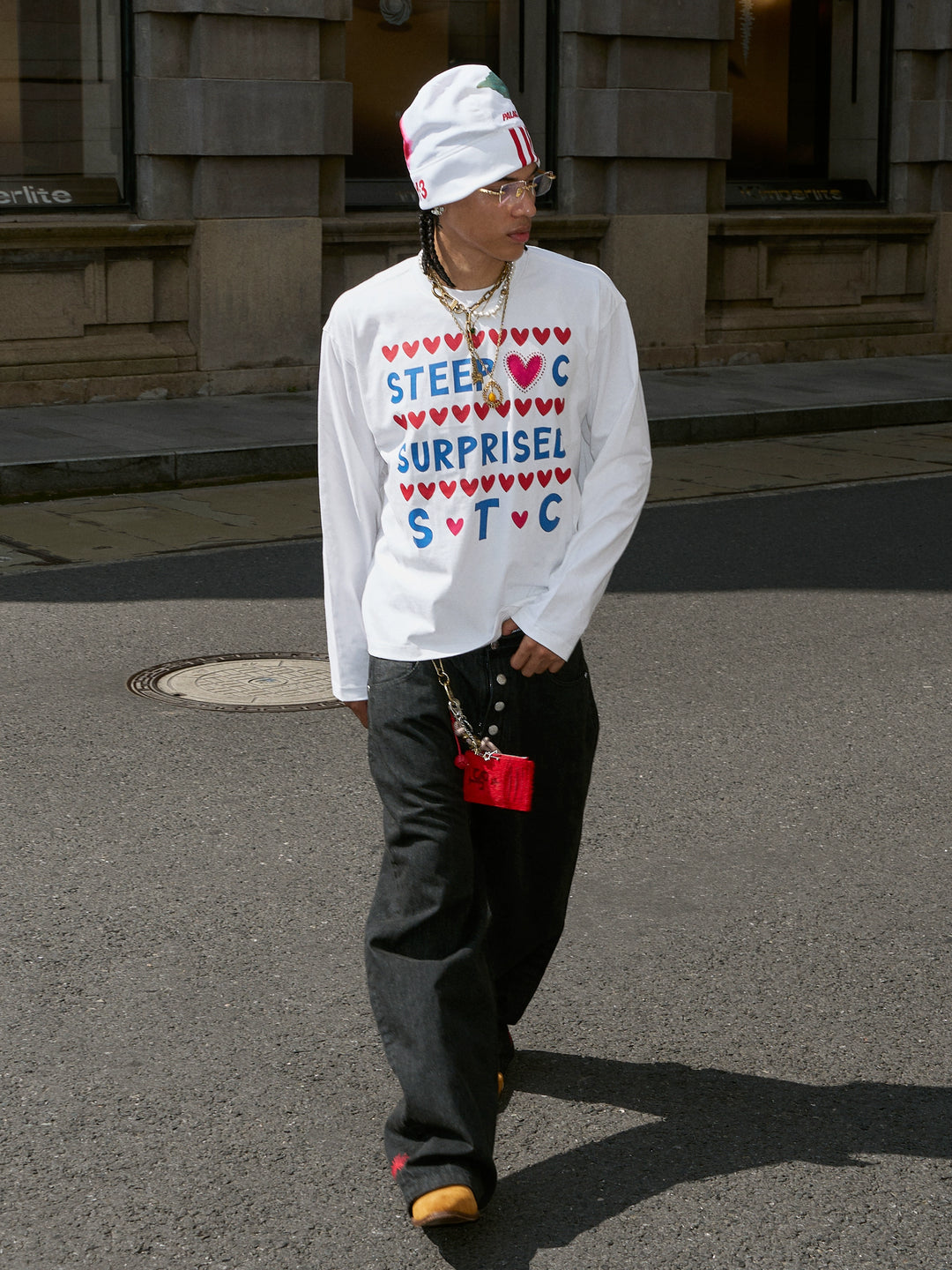 STEEPC Hand Stitched Heart Print Long Sleeve Tee | Face 3 Face