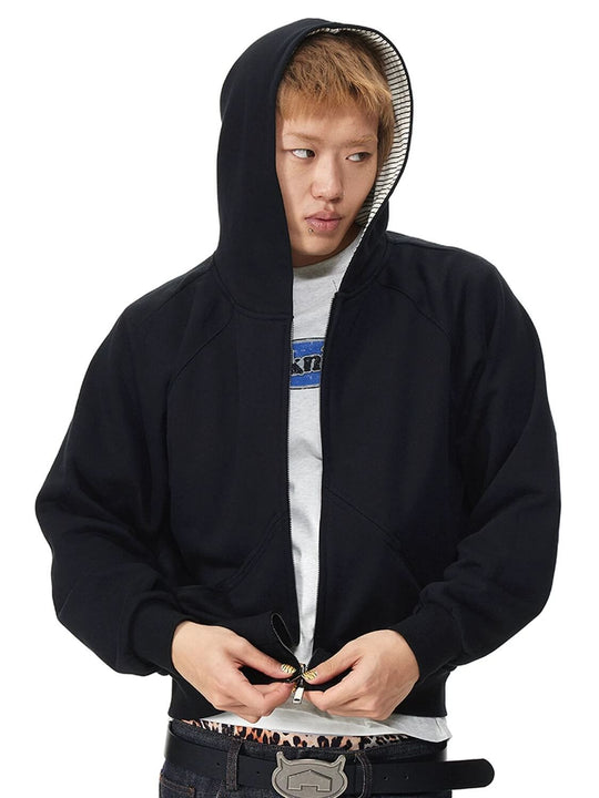EVILKNIGHT(EK) Striped Hood Lining Zip Up Hoodie | Face 3 Face