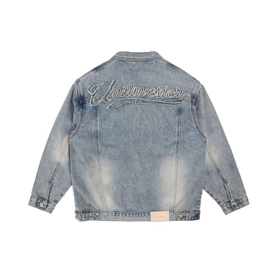 UNTILWERICH Old Washed Patchwork Embroidery Denim Jacket | Face 3 Face