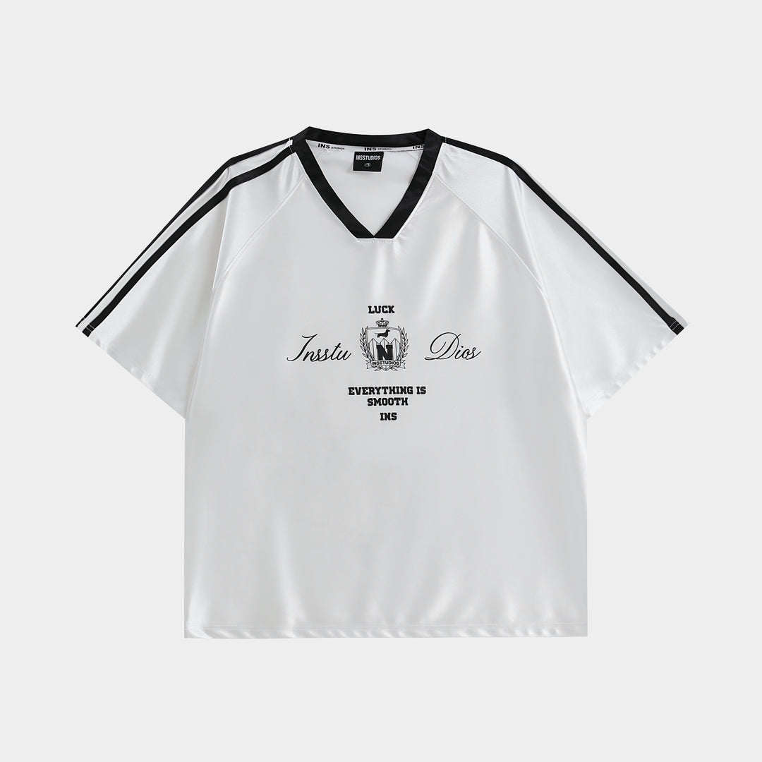 INSstudios Contrast Striped V-neck Soccer Jersey | Face 3 Face