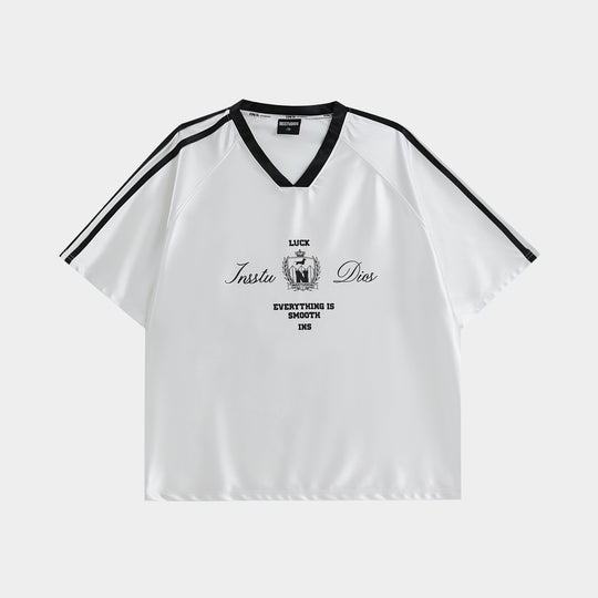 INSstudios Contrast Striped V-neck Soccer Jersey | Face 3 Face