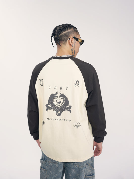 1807 Contrast Color Raglan Long Sleeve Tee  | Face 3 Face