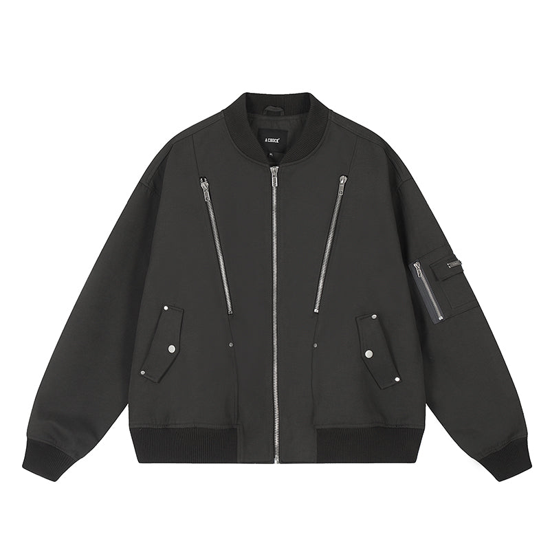 Achock Heavyweight Zipper Short Bomber Jacket