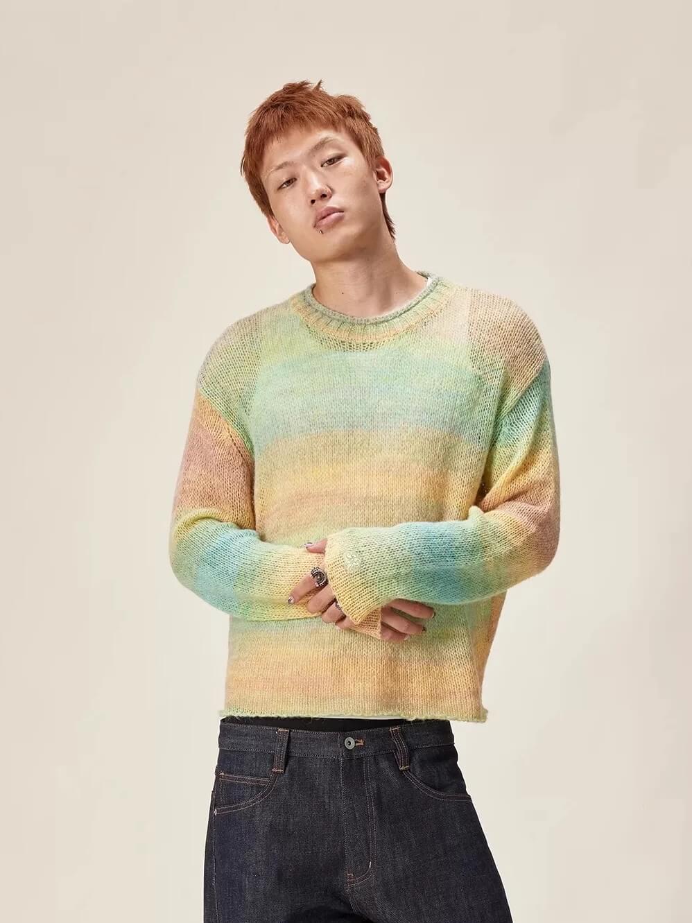 EVILKNIGHT(EK) Gradient Striped Knit Sweater | Face 3 Face