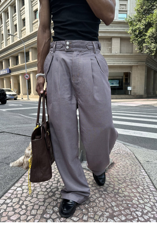 STEEPC Houndstooth Tucked Baggy Suit Pants | Face 3 Face