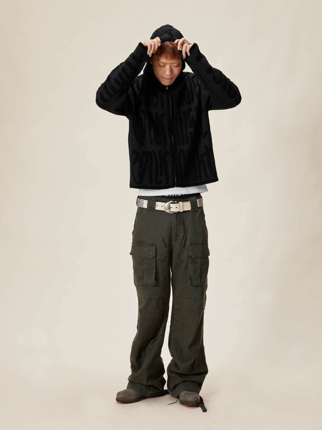 EVILKNIGHT(EK) Jacquard Knit Zip Up Hoodie