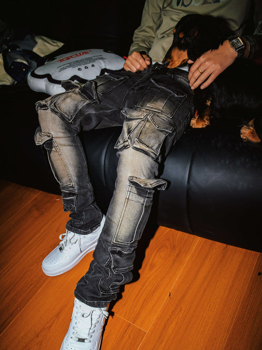 TGFCLUB Multi Pocket Washed Skinny Jeans | Face 3 Face