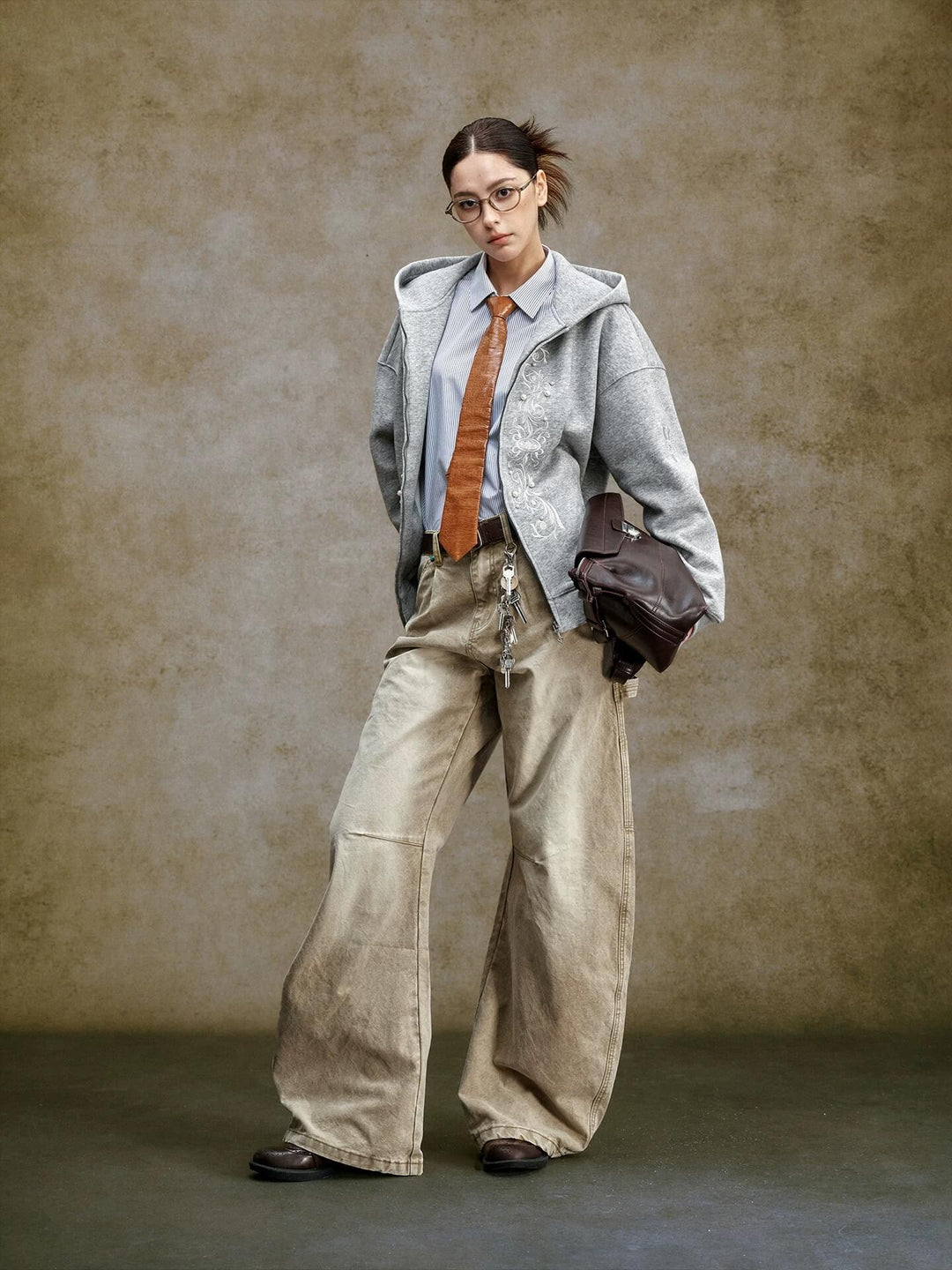 YADcrew Turquoise Studded Washed Tucked Painter Machete Jeans | Face 3 Face