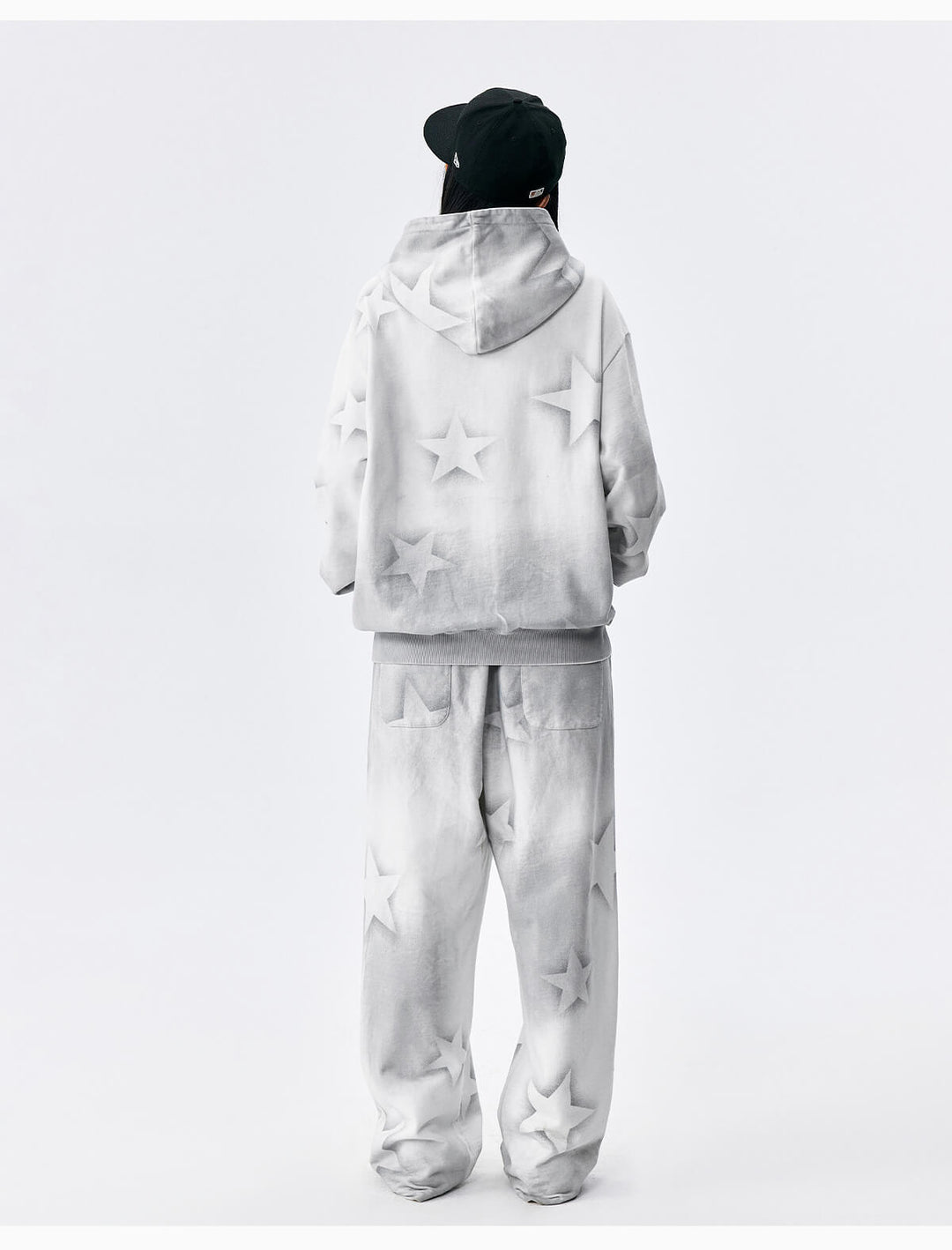MEDM Washed Star All Over Print Zip Up Hoodie | Face 3 Face