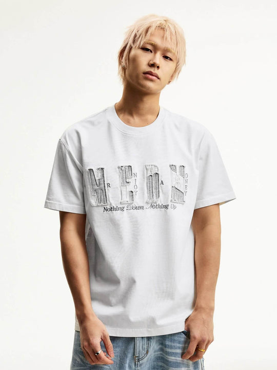 MEDM Distressed Logo Patch Short Sleeve Tee | Face 3 Face