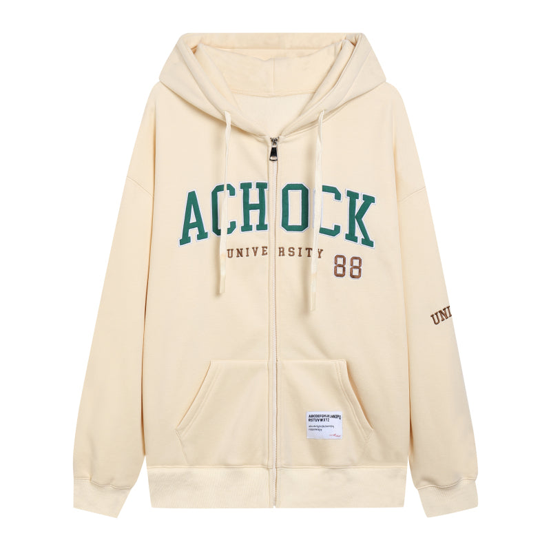 Achock Logo Apricot Zipper Hoodie