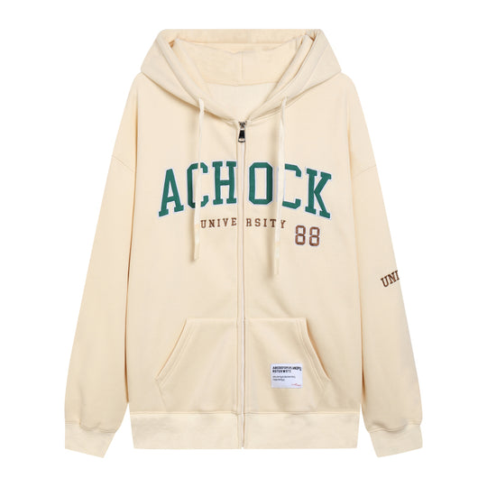 Achock Logo Apricot Zipper Hoodie