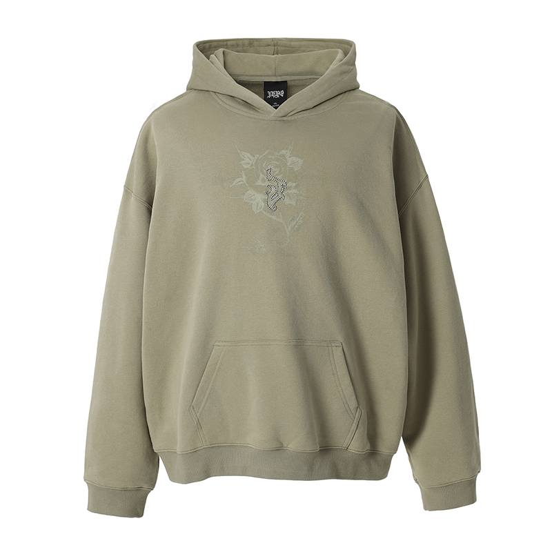 JHYQ Embroidered Beaded Rose Print Hoodie
