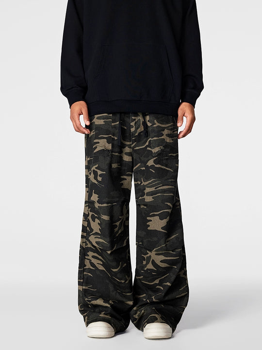 Streetwear baggy pants | Achock Camouflage Drawstring Work Pants | Face 3 Face