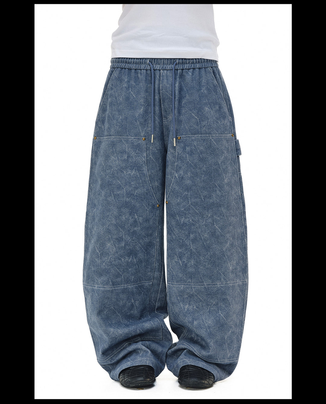 NOVACAM Double Knee Drawstring Baggy Pants | Face 3 Face