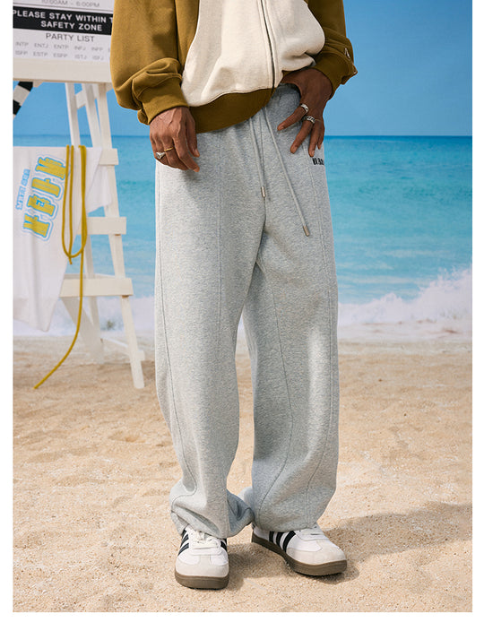 MEDM Stitched Pattern Embroidered Logo Sweatpants | Face 3 Face