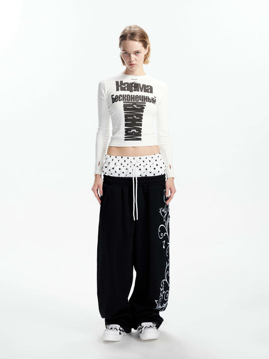 KARMANISTIC Flower Graphic Double Waist Baggy Sweatpants | Face 3 Face