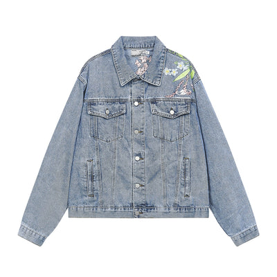 Harsh and Cruel Floral Embroidered Washed Denim Jacket | Face 3 Face